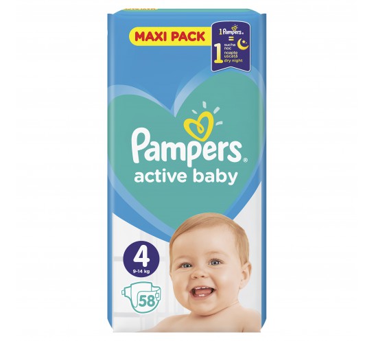 PAMPERS - PIELUSZKI ACTIVE BABY MAXI PACK S4 58 SZT.