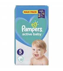 PAMPERS -  PIELUSZKI ACTIVE BABY MAXI PACK S5 51 SZT..