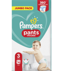 PAMPERS -  Pieluchomajtki Jumbo Pack S3 60 szt